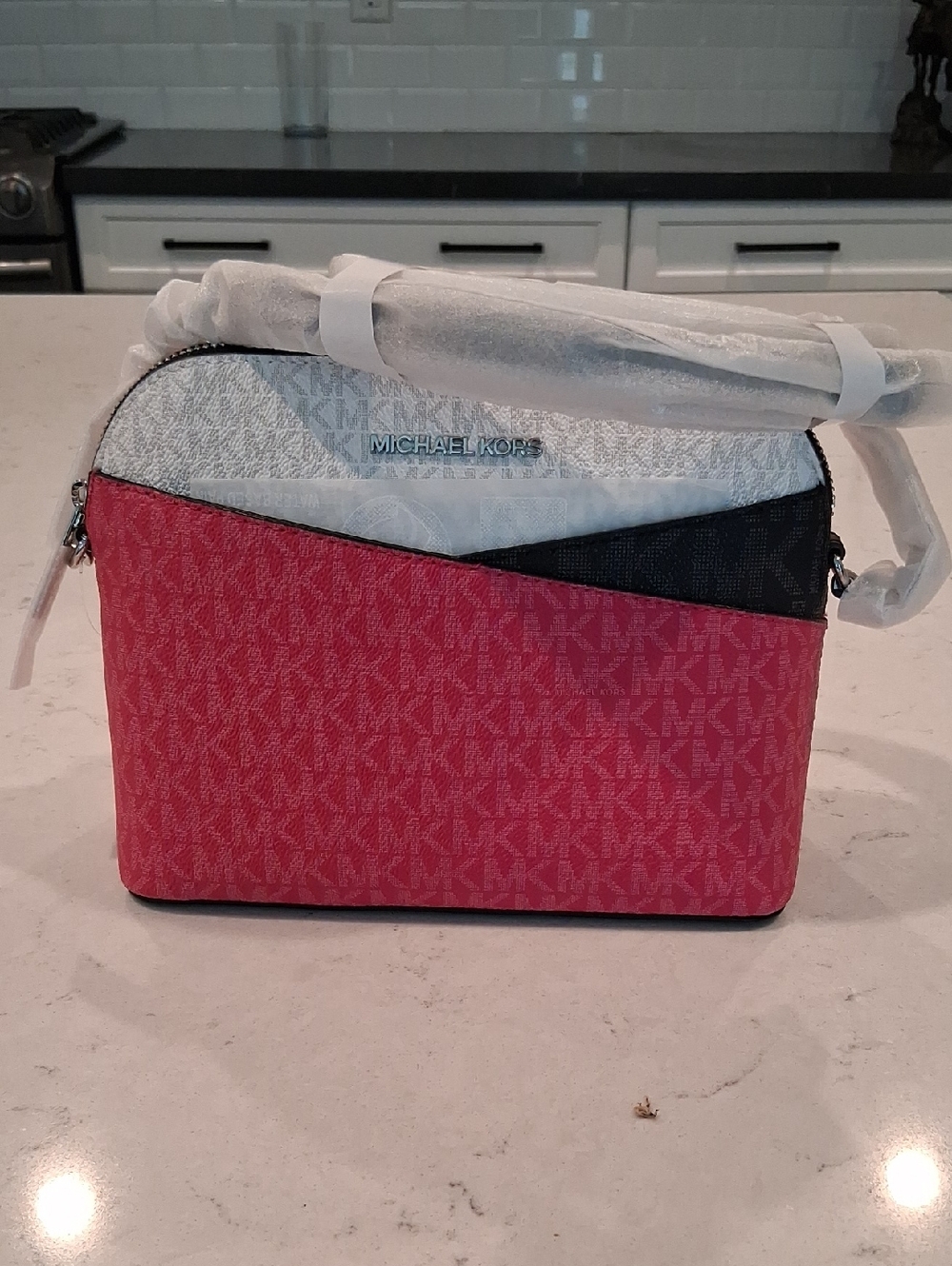 NWT MICHAEL KORS Colorblock Pink Logo Crossbody Bag
